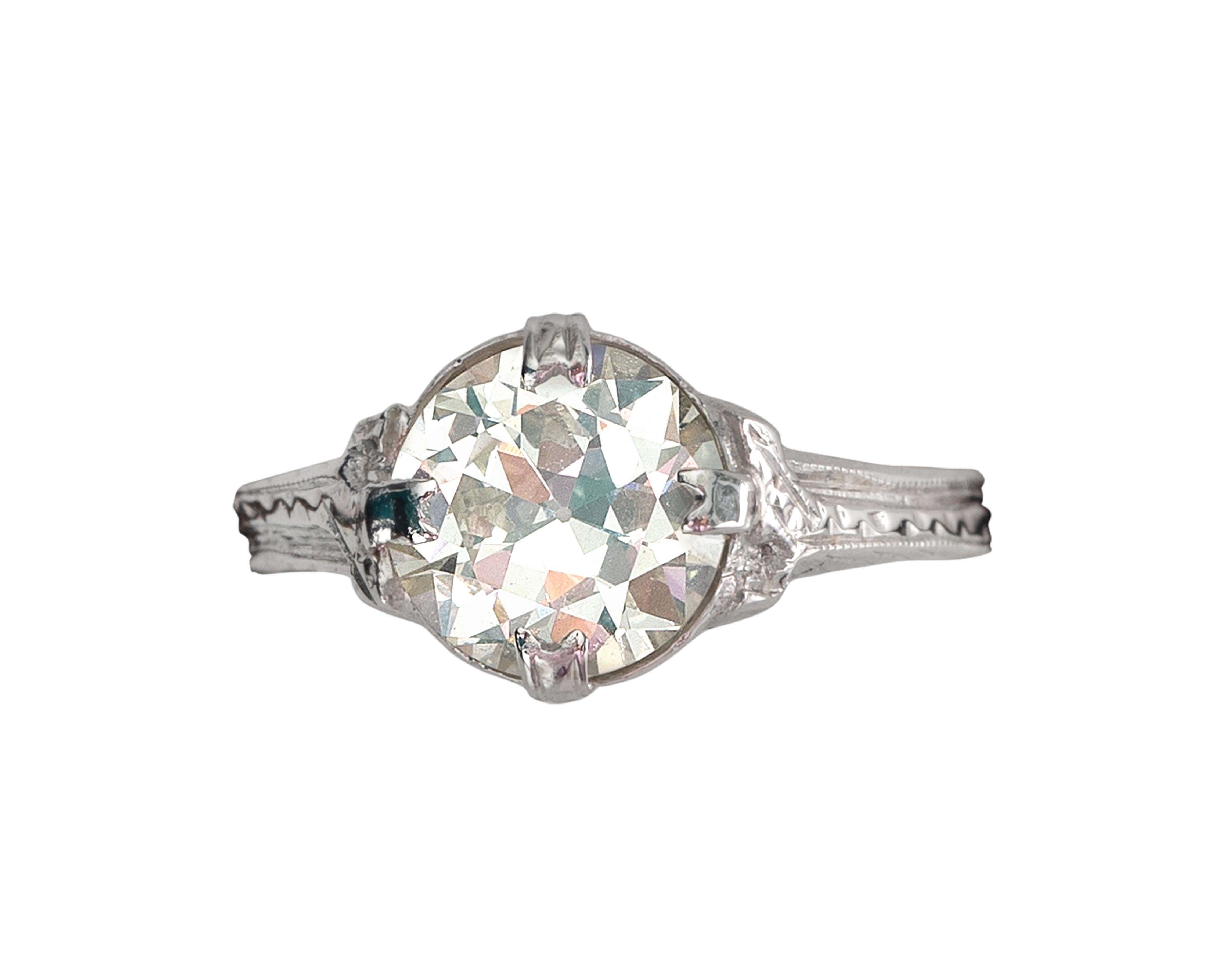 1923 Art Deco 1.83 Carat Diamond Platinum Engagement Ring For Sale 2