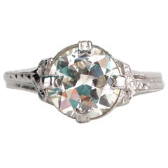 Antique 1923 Art Deco 1.83 Carat Diamond Platinum Engagement Ring