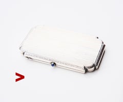 1923 Cigarette Box Silver 0.2ct Sapphire/ 67gr