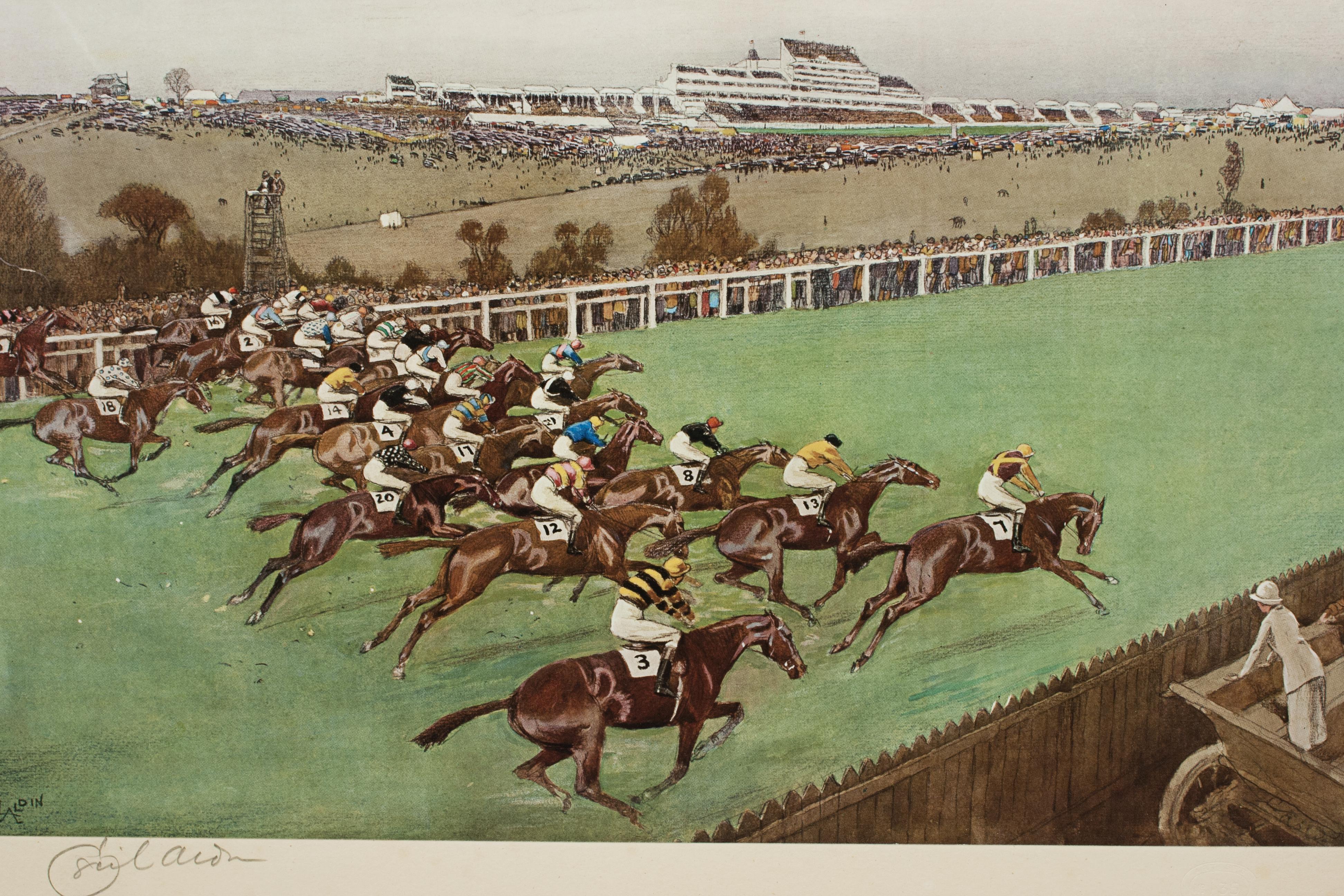 British 1923 Derby Prints, Start And Finish by Cecil Aldin For Sale