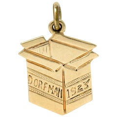 Antique 1923 Early Art Deco 14 Karat Gold Dorfman Box Charm
