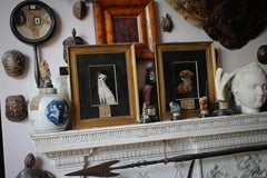 1923 English School J.Tonry 'Yumsie' & 'Caesar' Oil on Board Country House