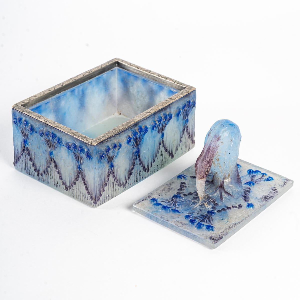 1923 Gabriel Argy Rousseau, Schachtel Ibis Pate De Verre Glas (Französisch)