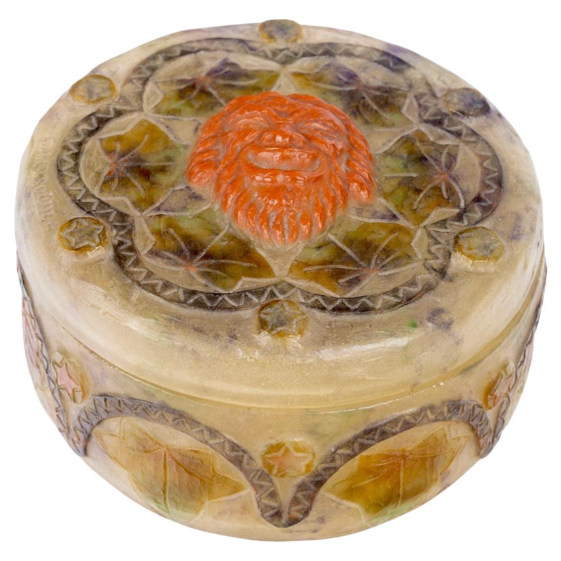 1923 Gabriel Argy Rousseau - Box Masques Maks Glass Pate De Verre