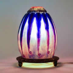 1923 Gabriel Argy Rousseau Nightlight Lamp Petales Retombantes Pate Verre Glass