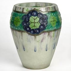 1923 Gabriel Argy Rousseau - Jarrón Ombelles Umbels Vidrio Pate De Verre