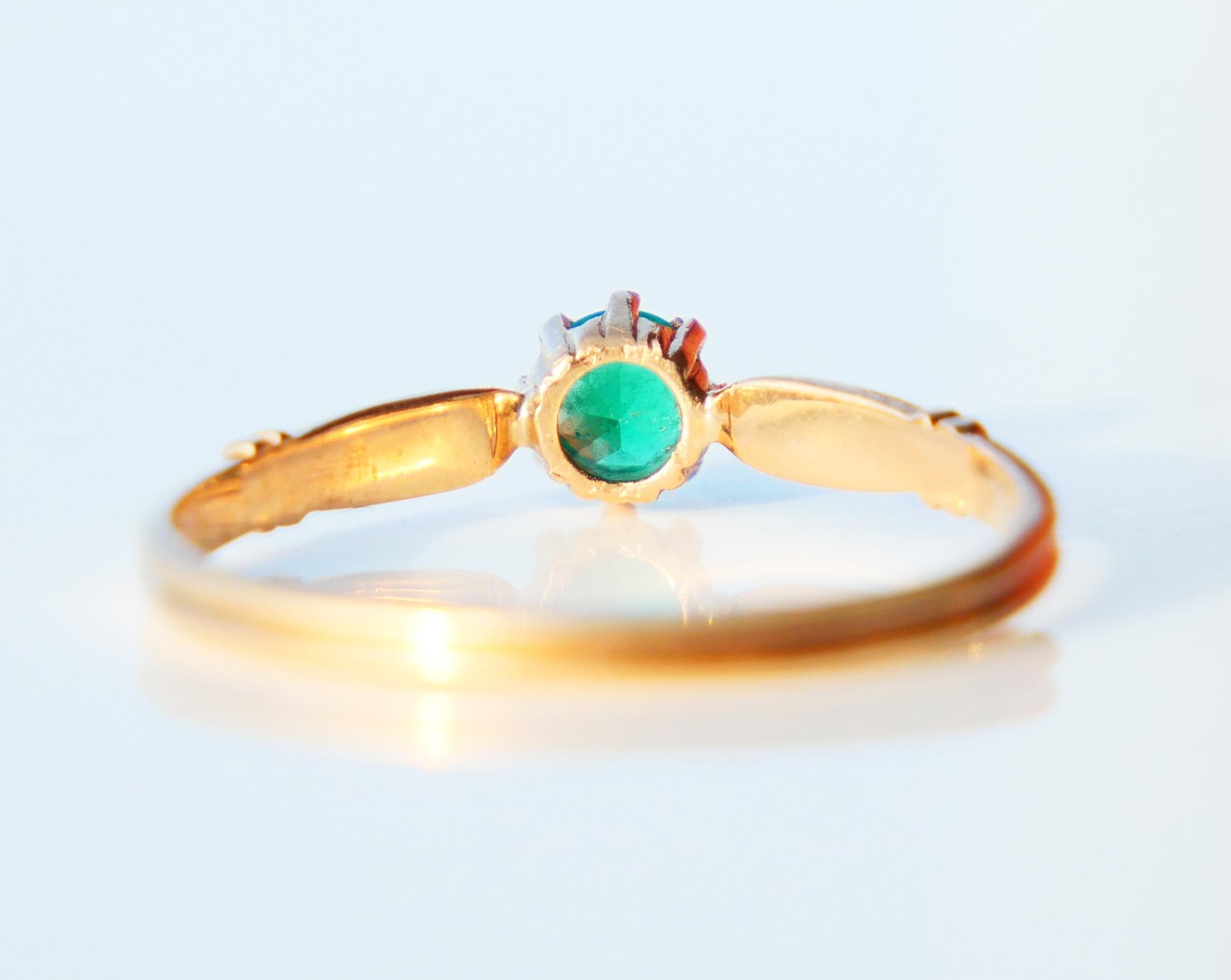 1923 Nordic Ring natural 0.25 ct. Emerald solid 18K Gold ØUS 6.25 /1.2gr 5