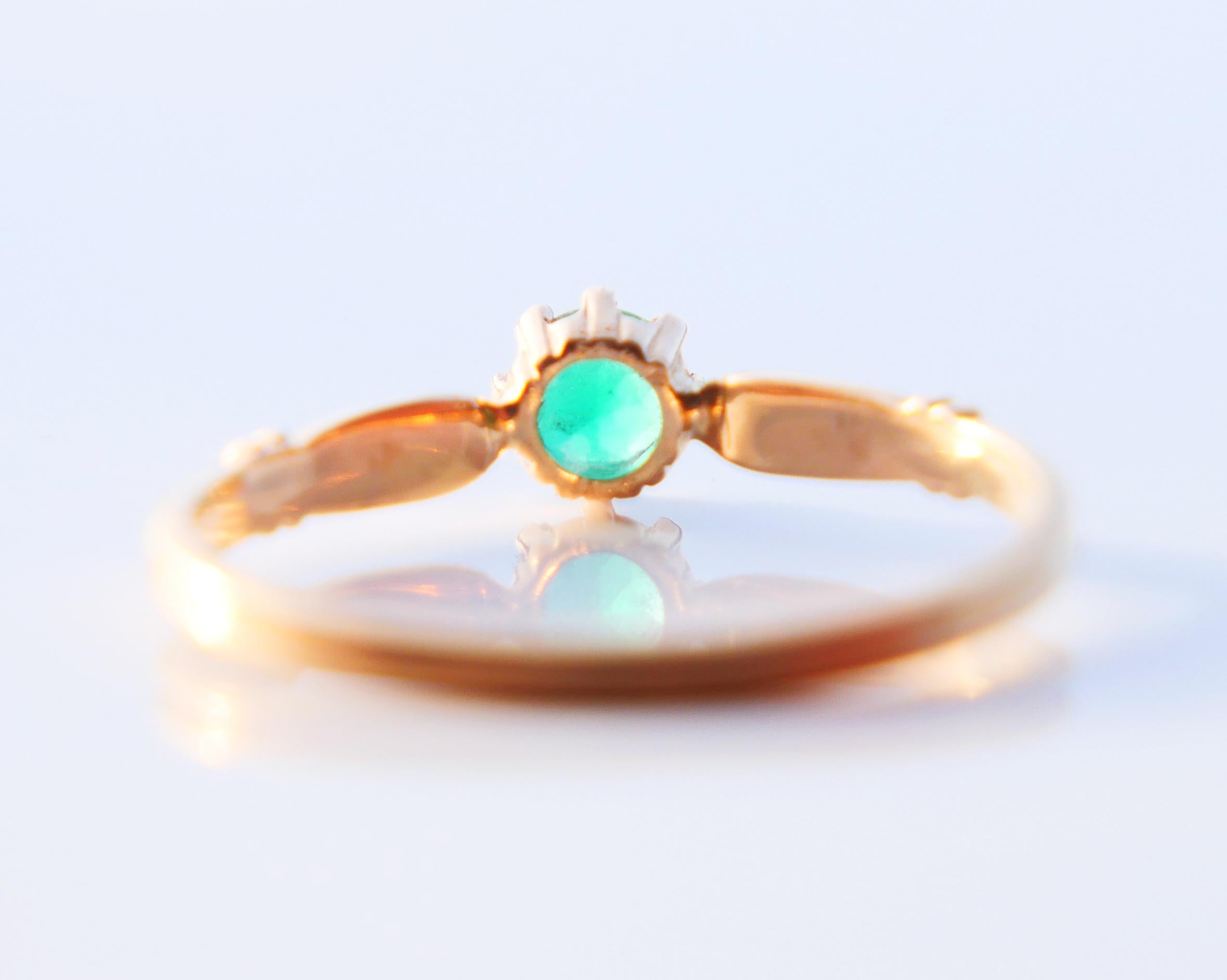 1923 Nordic Ring natural 0.25 ct. Emerald solid 18K Gold ØUS 6.25 /1.2gr 7