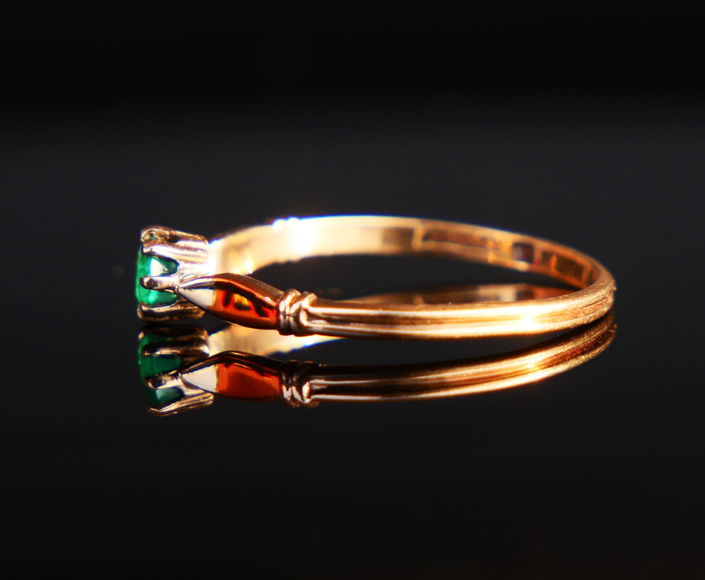 Women's 1923 Nordic Ring natural 0.25 ct. Emerald solid 18K Gold ØUS 6.25 /1.2gr