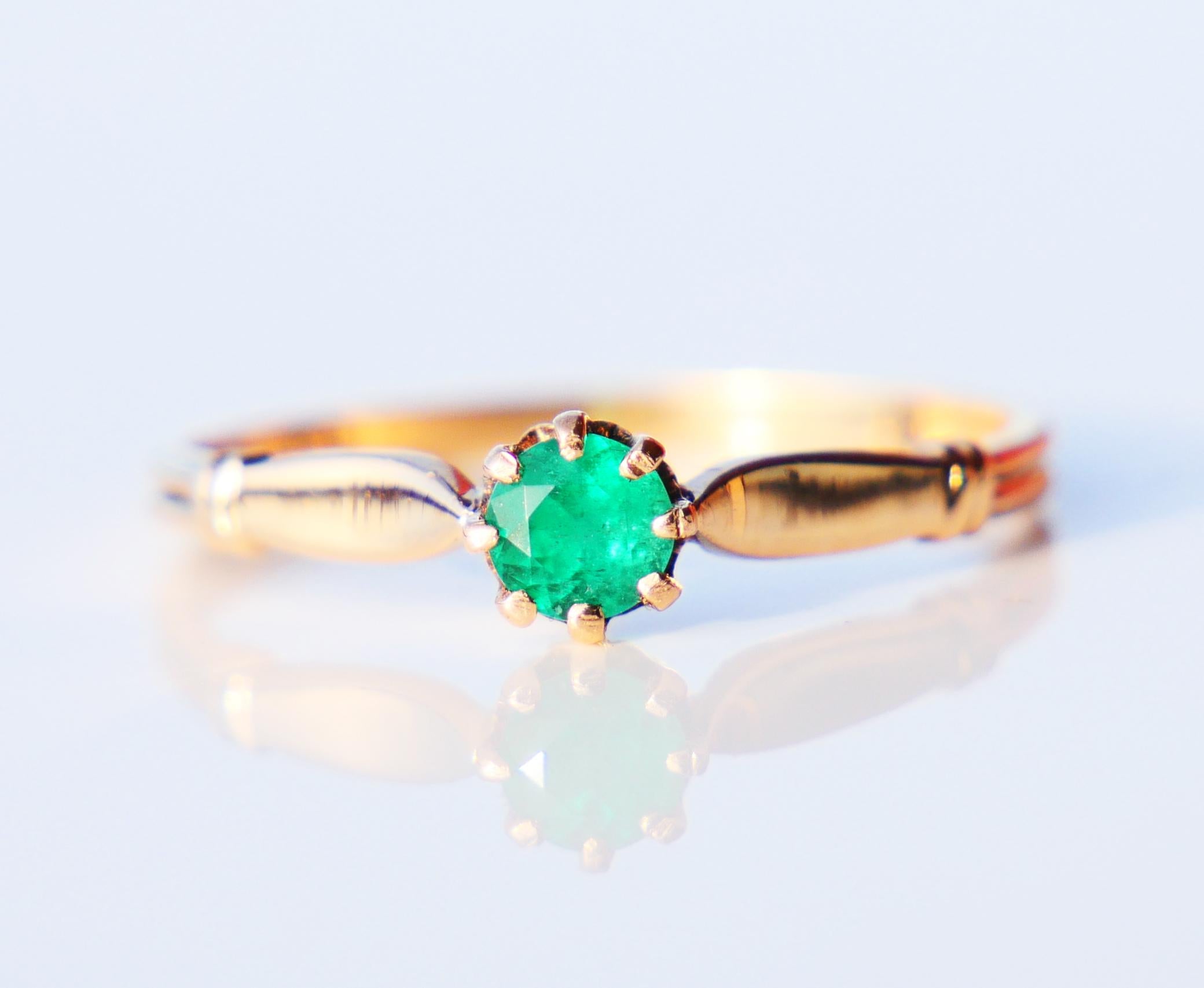 1923 Nordic Ring natural 0.25 ct. Emerald solid 18K Gold ØUS 6.25 /1.2gr 3