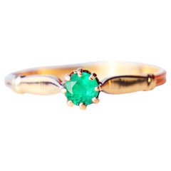 1923 Nordic Ring natural 0.25 ct. Emerald solid 18K Gold ØUS 6.25 /1.2gr