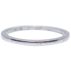 1923 Platinum Vintage Art Deco Thin Wedding Band Stackable Petite Ring