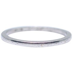 1923 Platinum Antique Art Deco Thin Wedding Band Stackable Petite Ring