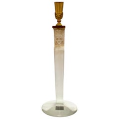 1923 Rene Lalique Cariatide Glass and Sepia Candleholder Candlestick R.Lalique