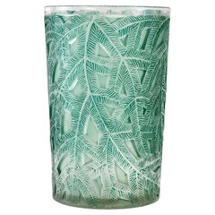1923 René Lalique Epicea Vase in Frosted Glass with Green Patina, Spruce