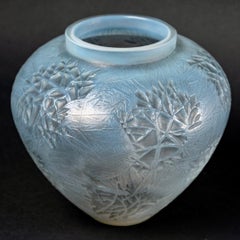 1923 René Lalique Esterel Vase in Double Cased Opalescent Glass with Grey Patina