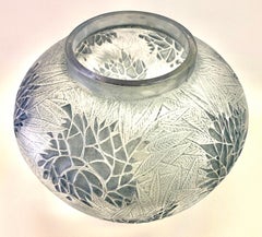 1923 René Lalique Esterel Vase in Frosted Glass with Blue-Grey Patina