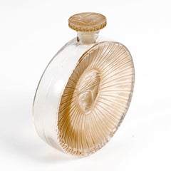 1923 Rene Lalique - Bottiglia di profumo Petalia in vetro Tokalon con patina seppia