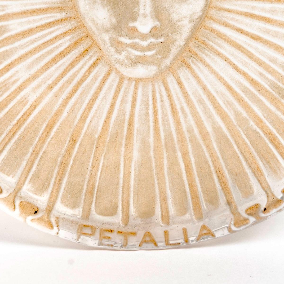 Molded 1923 Rene Lalique - Perfume Bottle Petalia Tokalon Glass with Sepia Patina For Sale