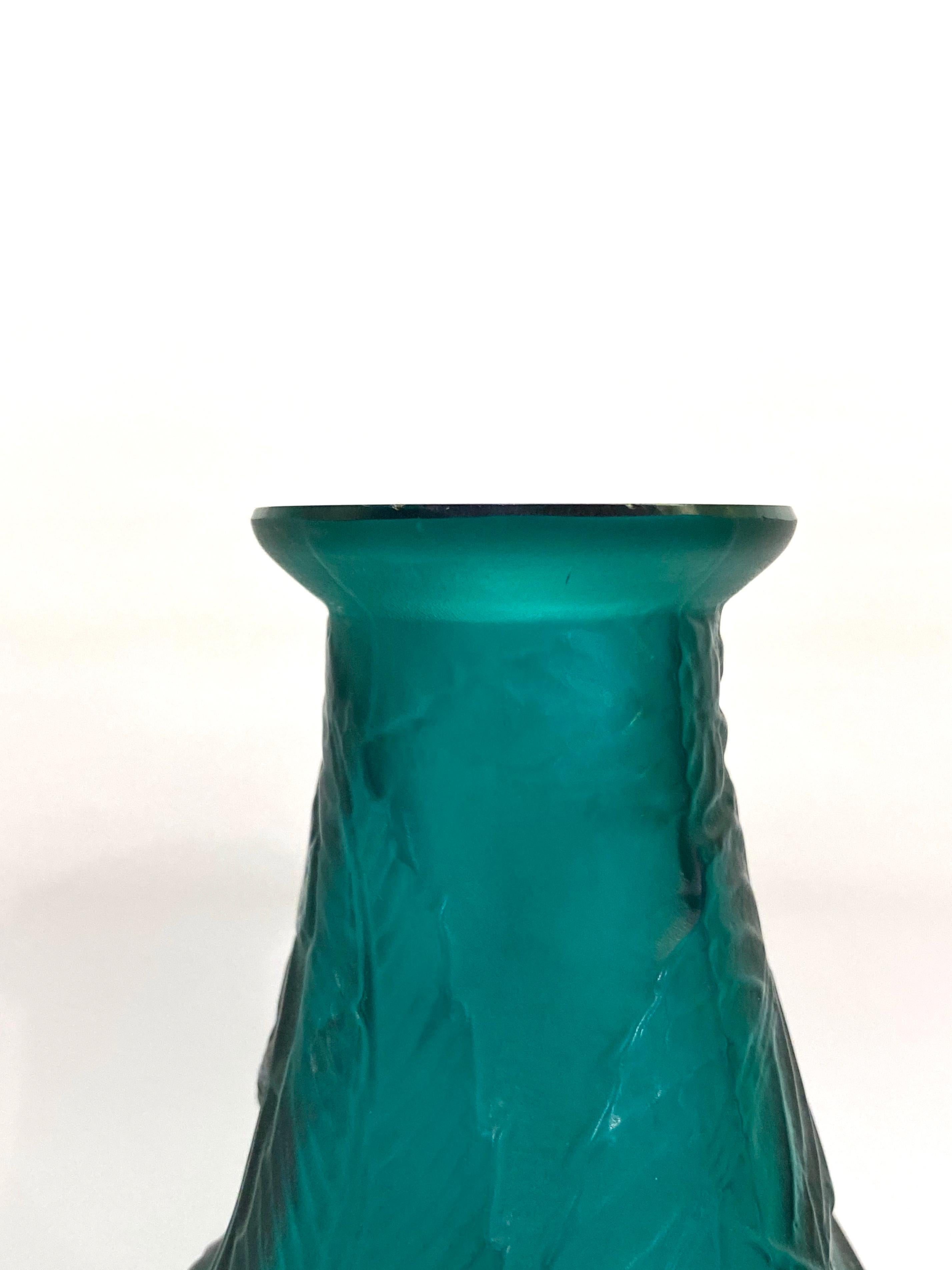 Molded 1923 René Lalique Sauges Vase in Tale Green Glass Sage Leaves