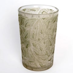 1923 René Lalique Vase Epicea Spruce Glass with Green Patina