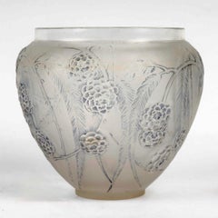 1923 René Lalique - Vase Nefliers Glass With Blue Patina