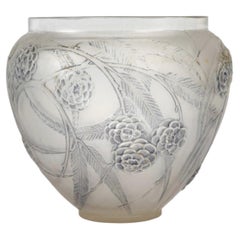 1923 René Lalique - Jarrón de cristal Nefliers con pátina azul