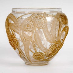 1923 René Lalique - Vase Nefliers Glas mit Sepia Patina