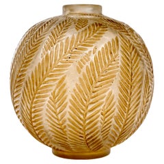 1923 René Lalique - Vase Palmes Glass with Sepia Patina