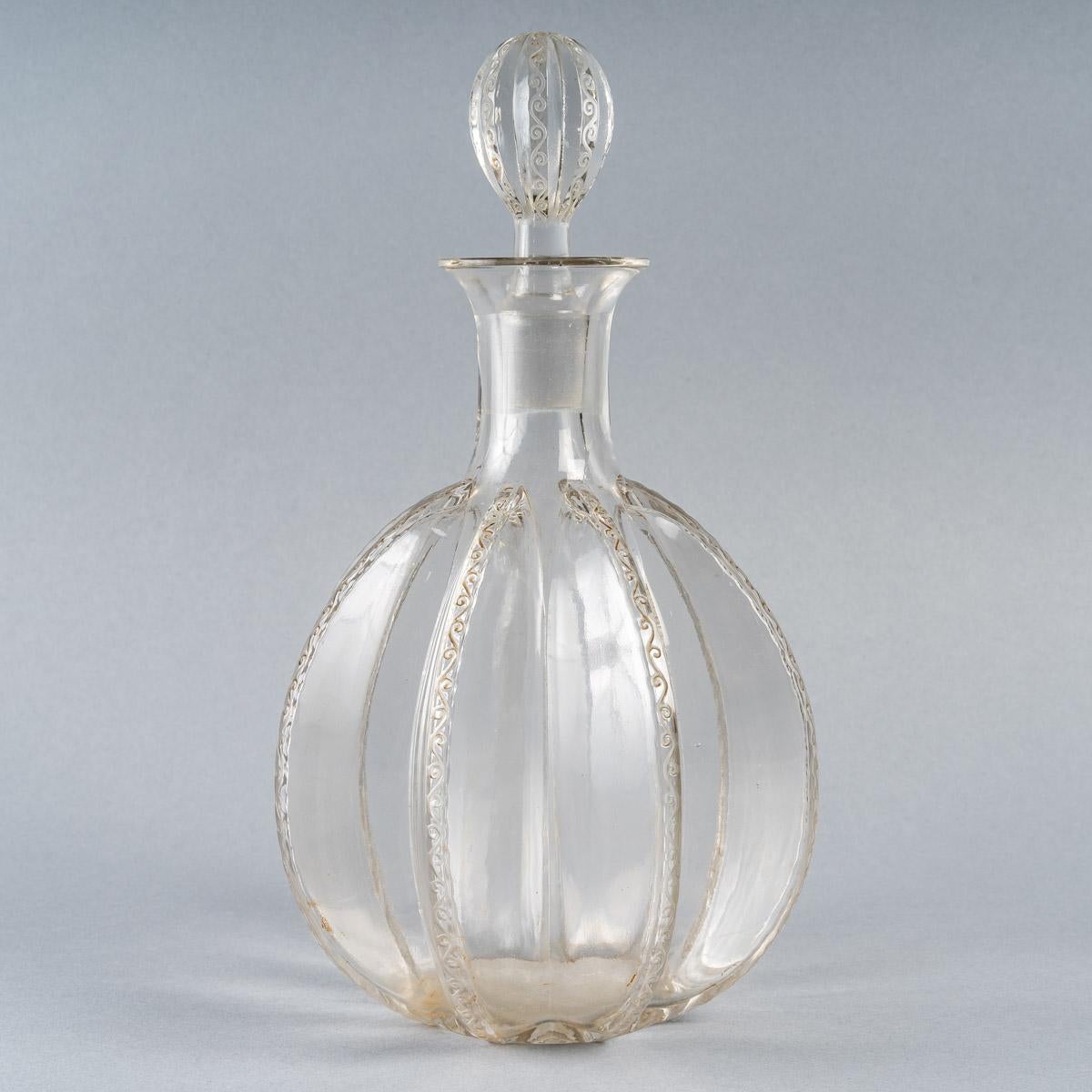 French 1923 René Lalique Vrilles de Vigne Decanter Clear Glass