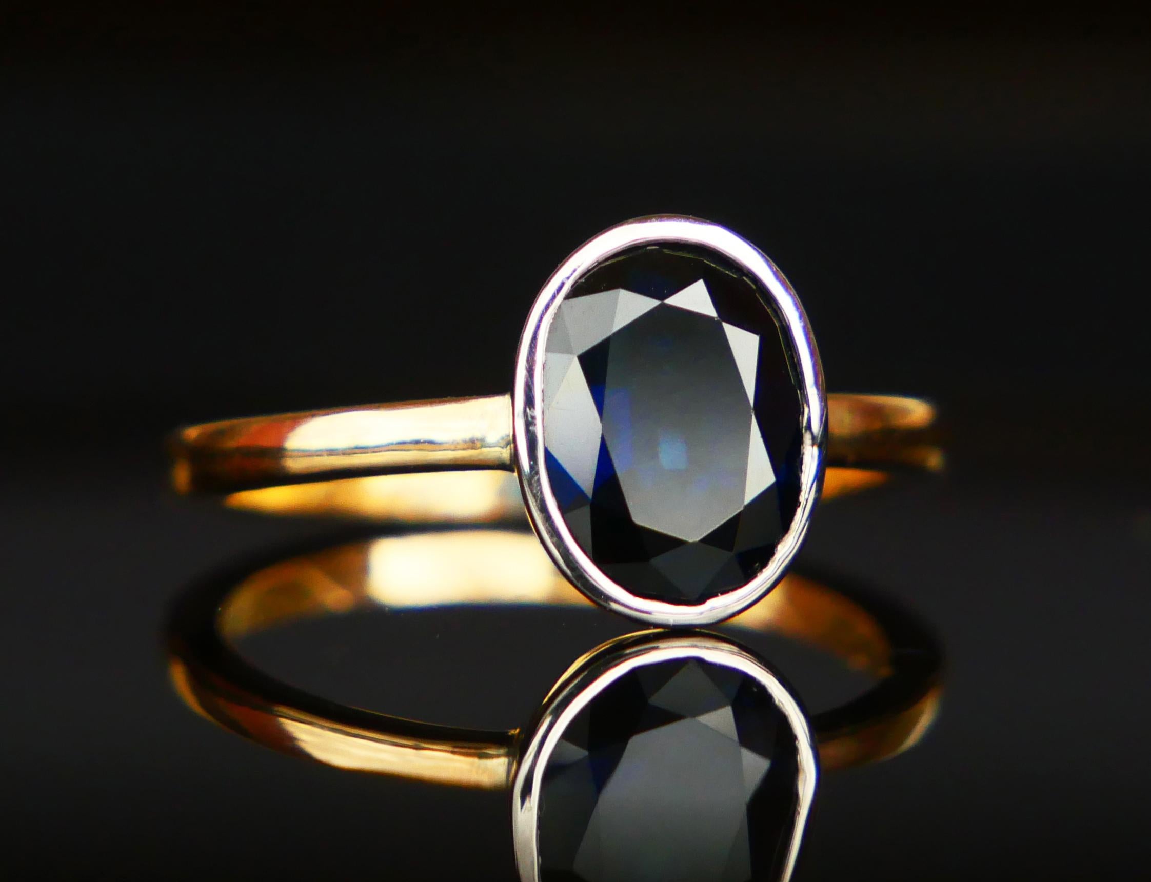 1923 Ring natural 3.25ct Sapphire solid 18K Yellow Gold Ring Ø 6.5US / 3.8gr For Sale 6