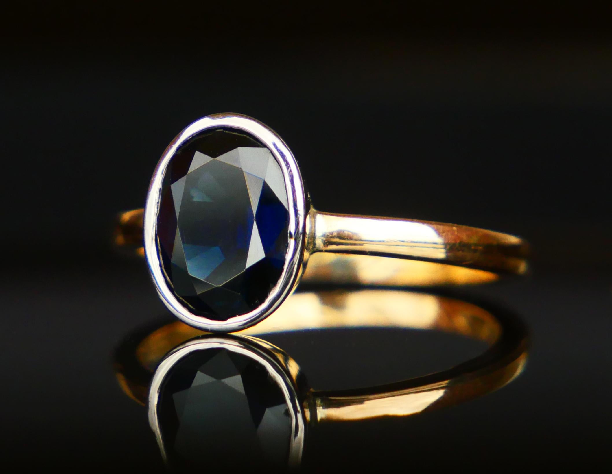 1923 Ring natural 3.25ct Sapphire solid 18K Yellow Gold Ring Ø 6.5US / 3.8gr For Sale 8