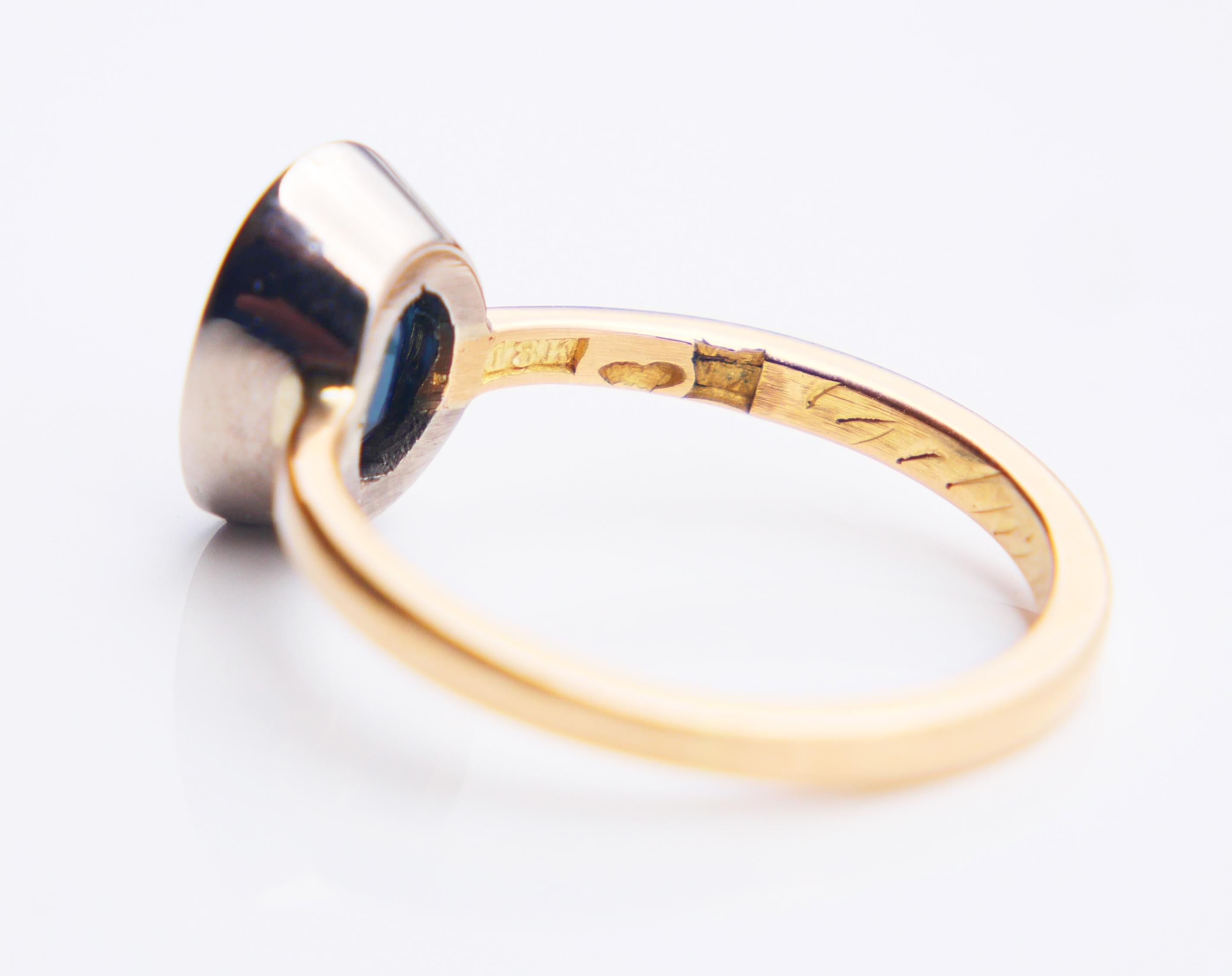 1923 Ring natural 3.25ct Sapphire solid 18K Yellow Gold Ring Ø 6.5US / 3.8gr For Sale 10