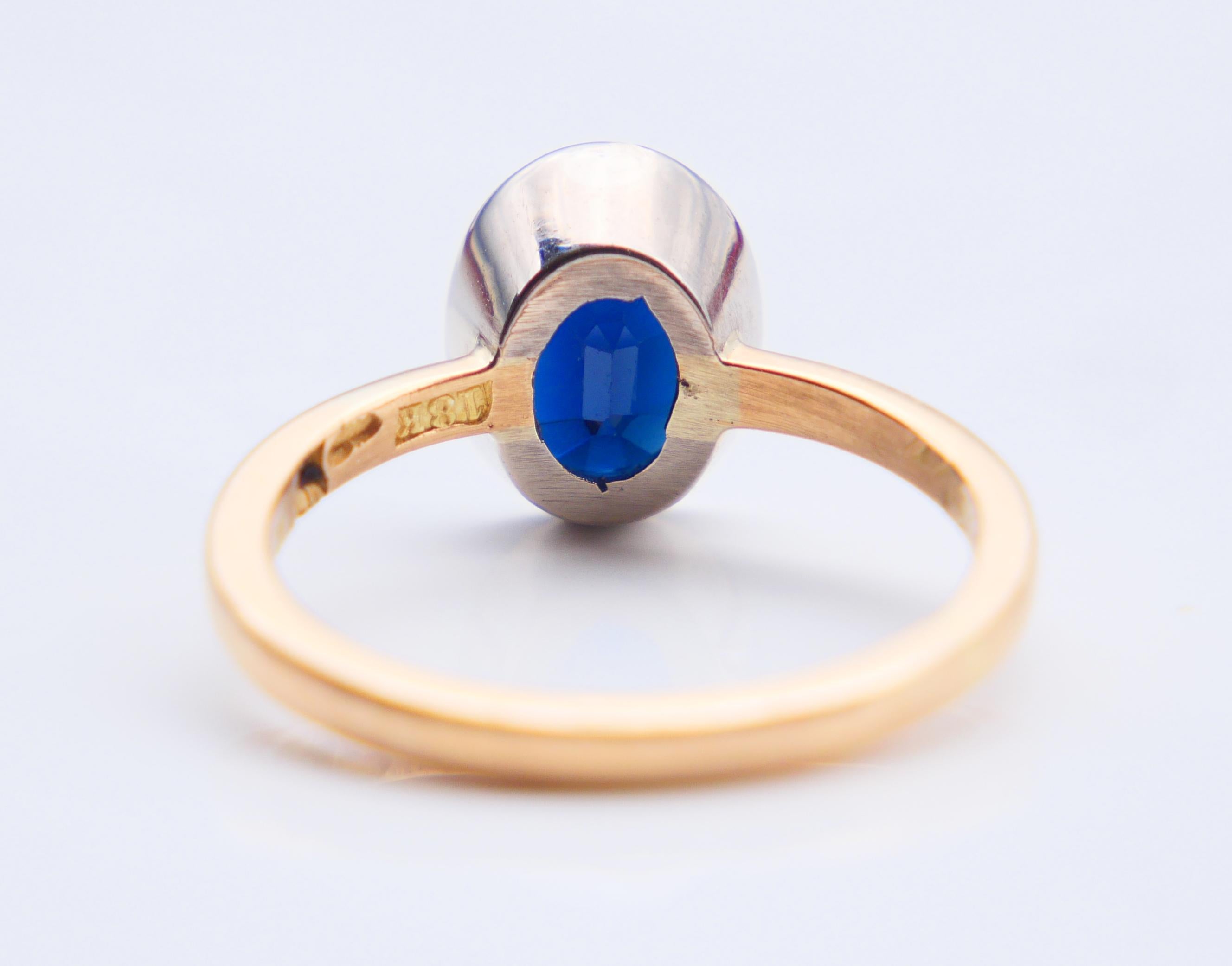 Oval Cut 1923 Ring natural 3.25ct Sapphire solid 18K Yellow Gold Ring Ø 6.5US / 3.8gr For Sale