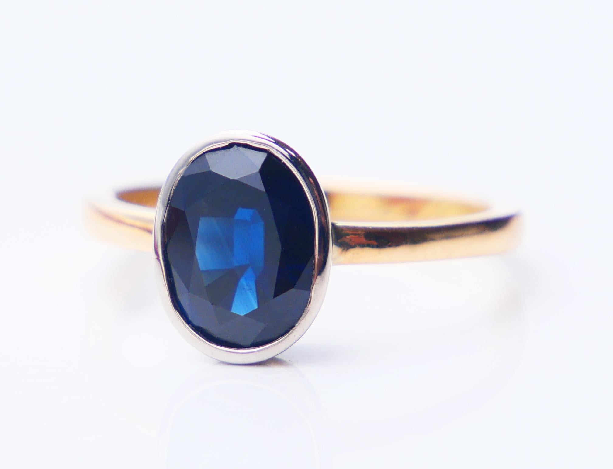 1923 Ring natural 3.25ct Sapphire solid 18K Yellow Gold Ring Ø 6.5US / 3.8gr For Sale 1