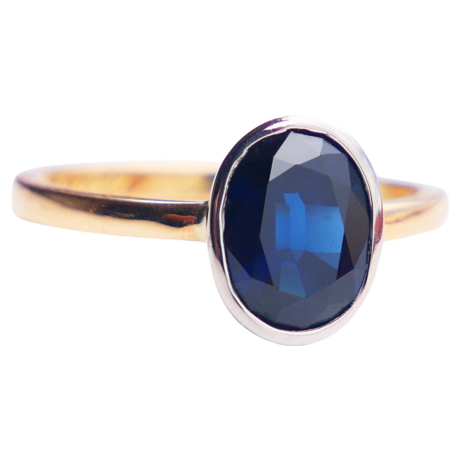1923 Ring natural 3.25ct Sapphire solid 18K Yellow Gold Ring Ø 6.5US / 3.8gr For Sale