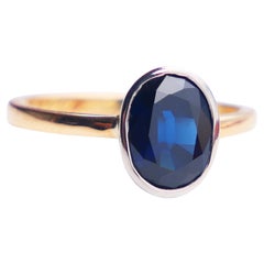 1923 Ring natural 3.25ct Sapphire solid 18K Yellow Gold Ring Ø 6.5US / 3.8gr