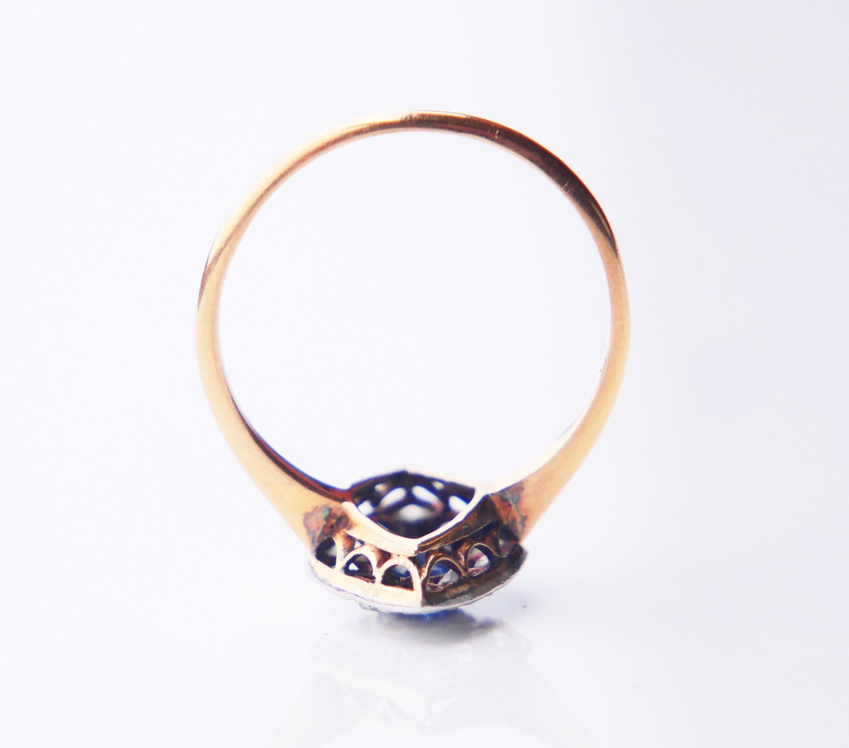 Women's 1923 Ring natural Sapphire Diamonds solid 18K Gold Platinum ØUS6.75 / 2.65gr For Sale