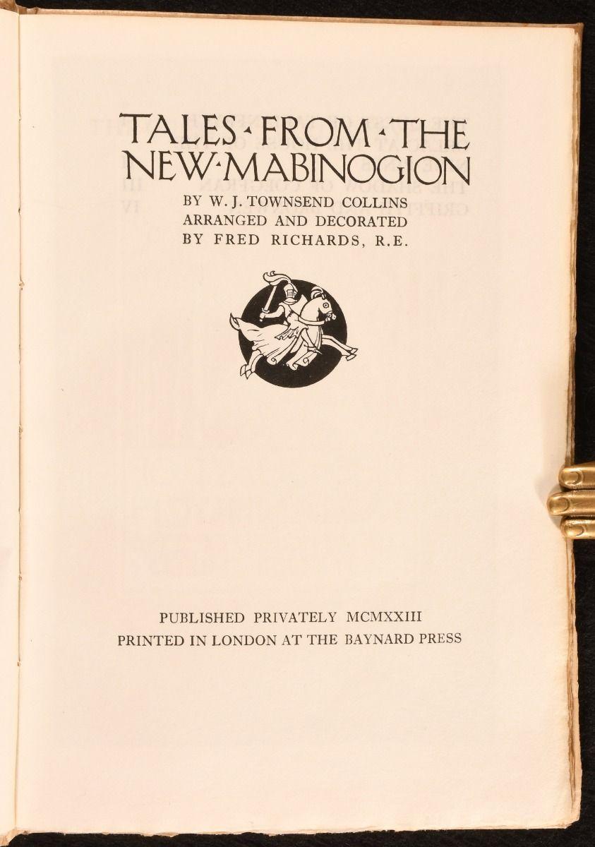 Britannique 1923 Contes du nouveau Mabinogion en vente