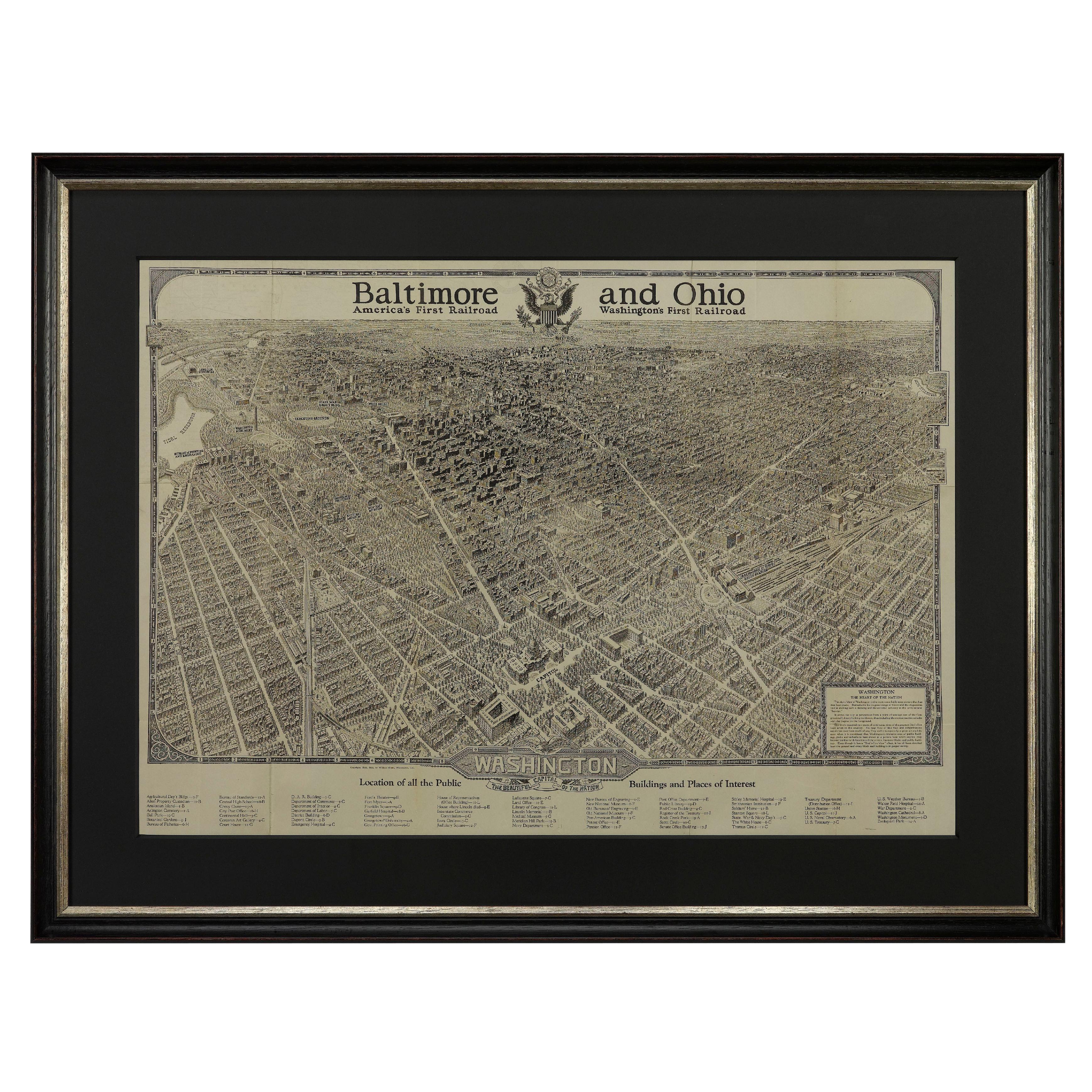 1923 "Washington, The Beautiful Capital of the Nation" Baltimore and Ohio RR Map