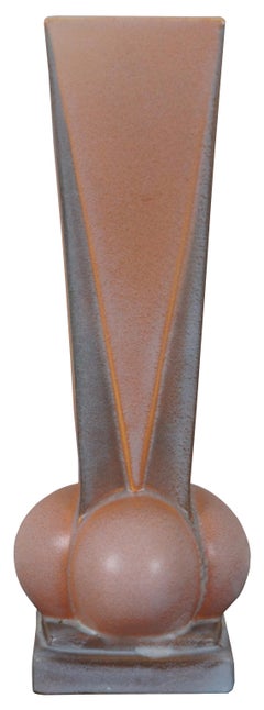 1924 Antique Art Deco Roseville Futura Pottery Four Ball Flower Vase 393-12