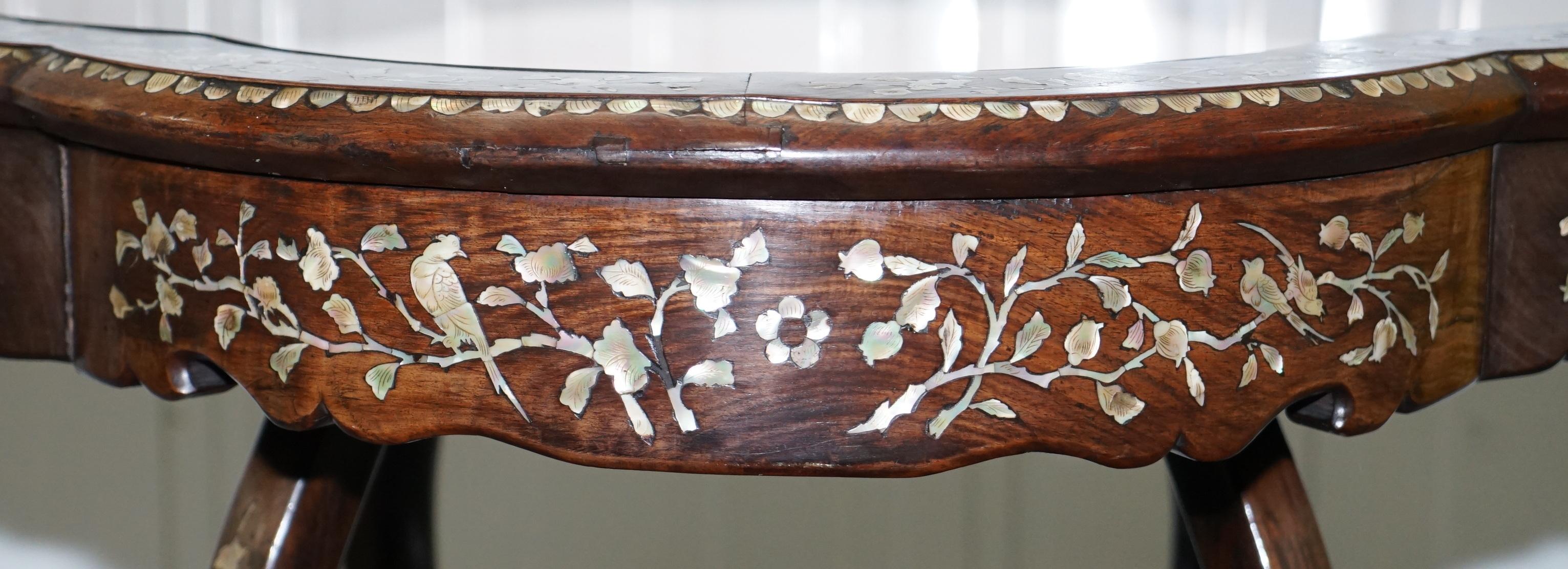 1924 British Empire Chinese Exhibition Rosewood & Mother of Pearl Inlaid Table 5