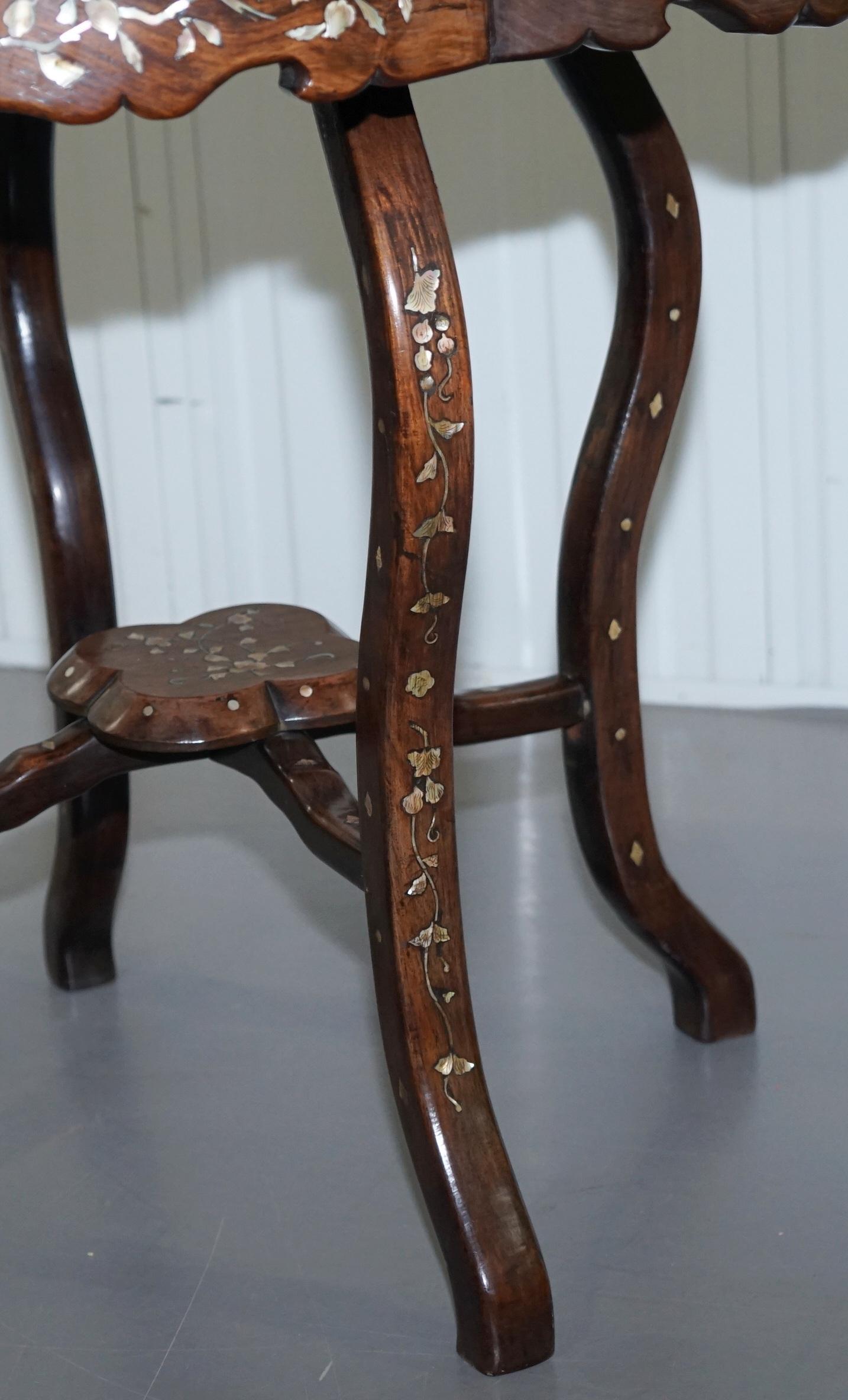 1924 British Empire Chinese Exhibition Rosewood & Mother of Pearl Inlaid Table 6