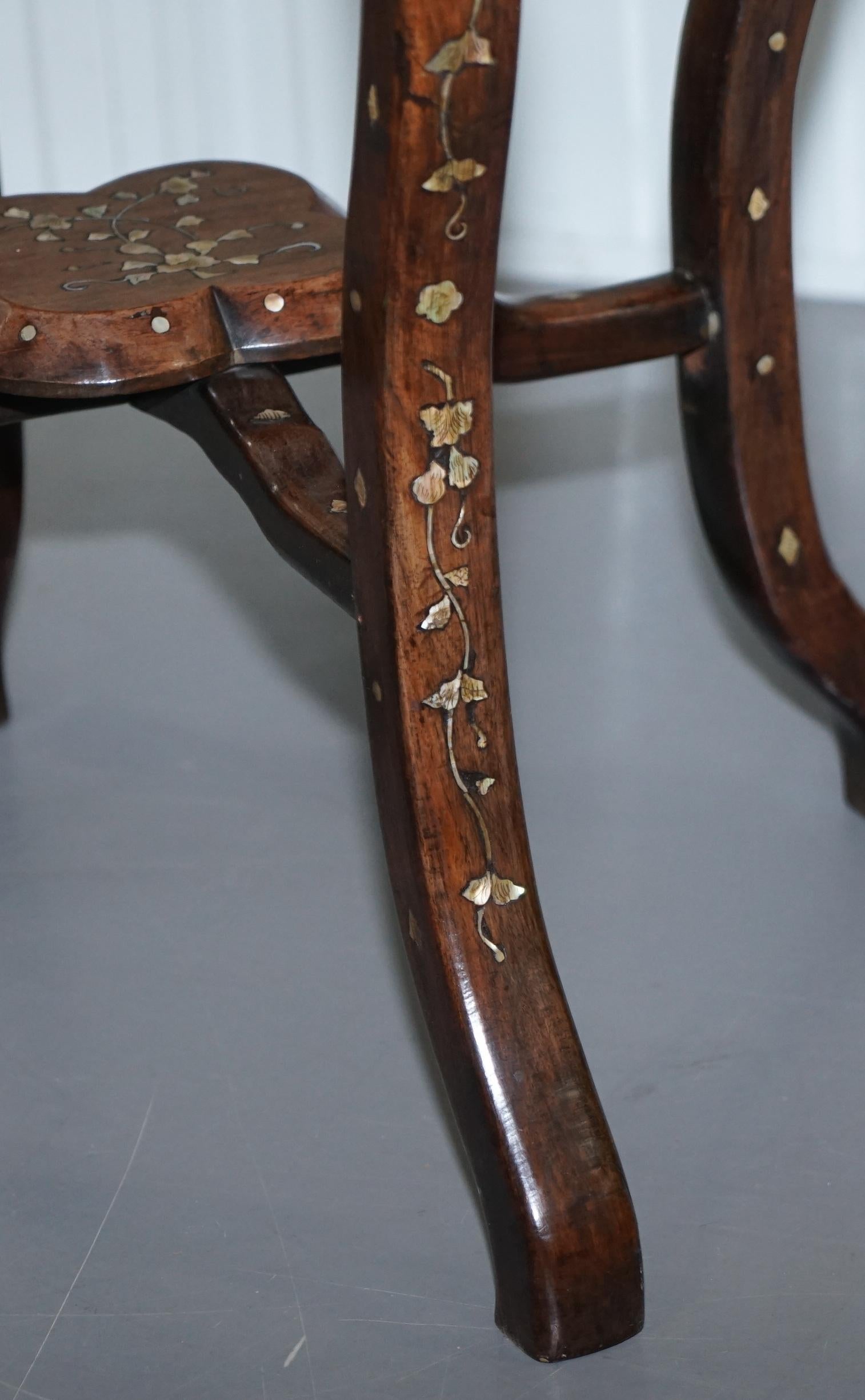 1924 British Empire Chinese Exhibition Rosewood & Mother of Pearl Inlaid Table 7