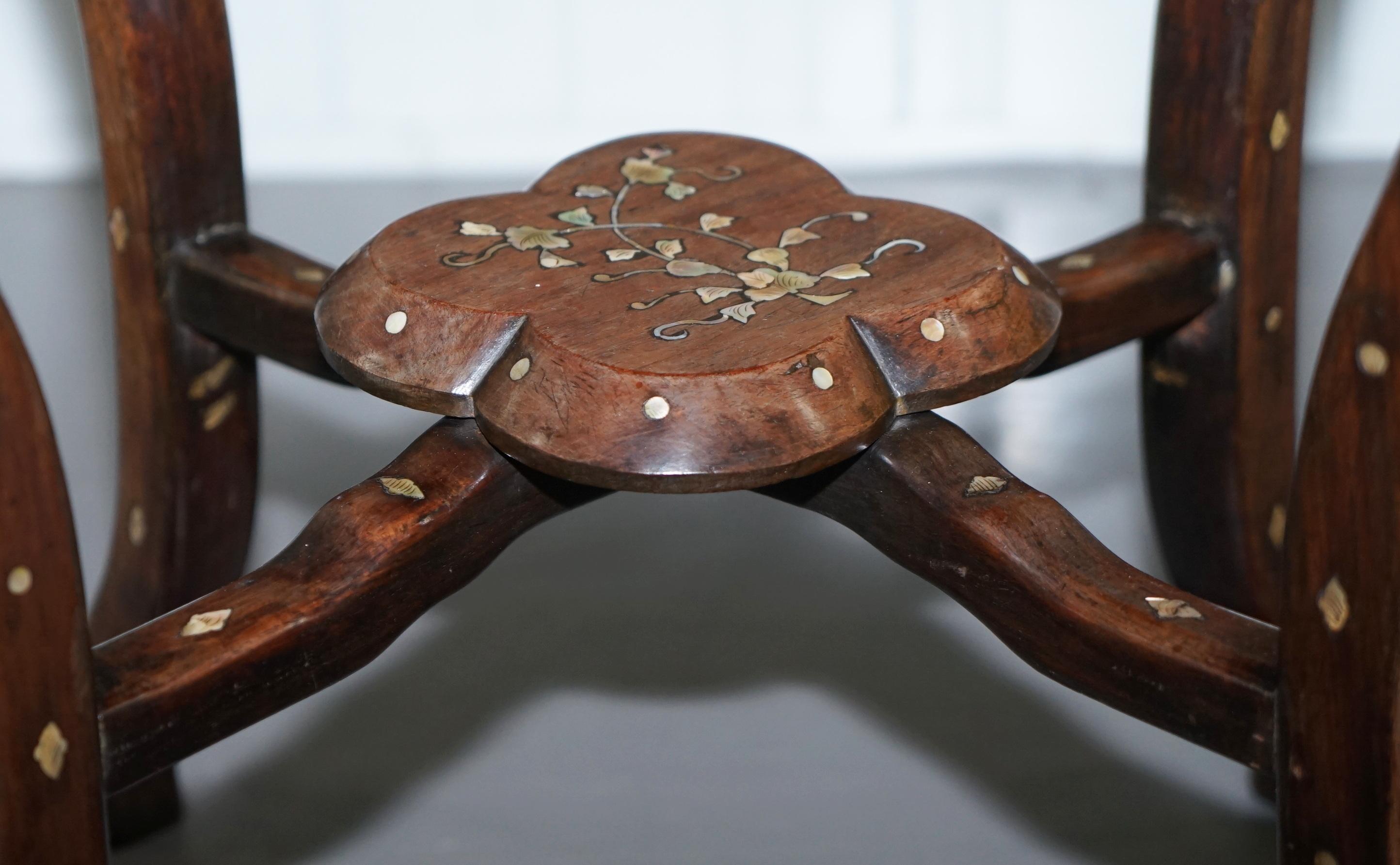 1924 British Empire Chinese Exhibition Rosewood & Mother of Pearl Inlaid Table 8