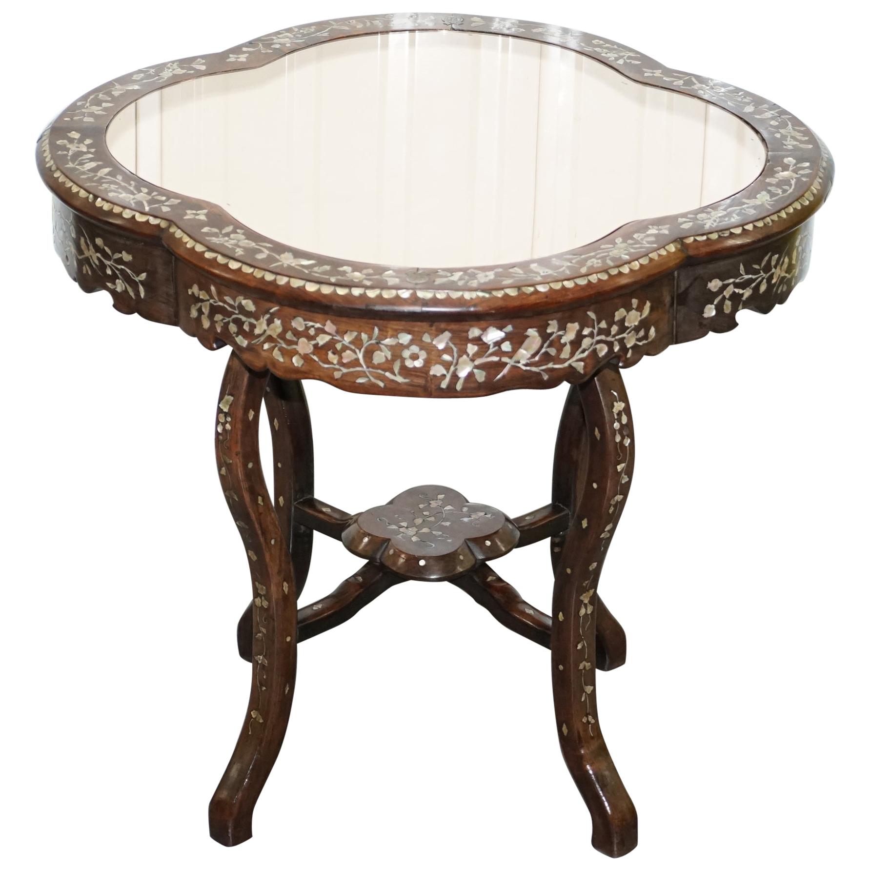 1924 British Empire Chinese Exhibition Rosewood & Mother of Pearl Inlaid Table