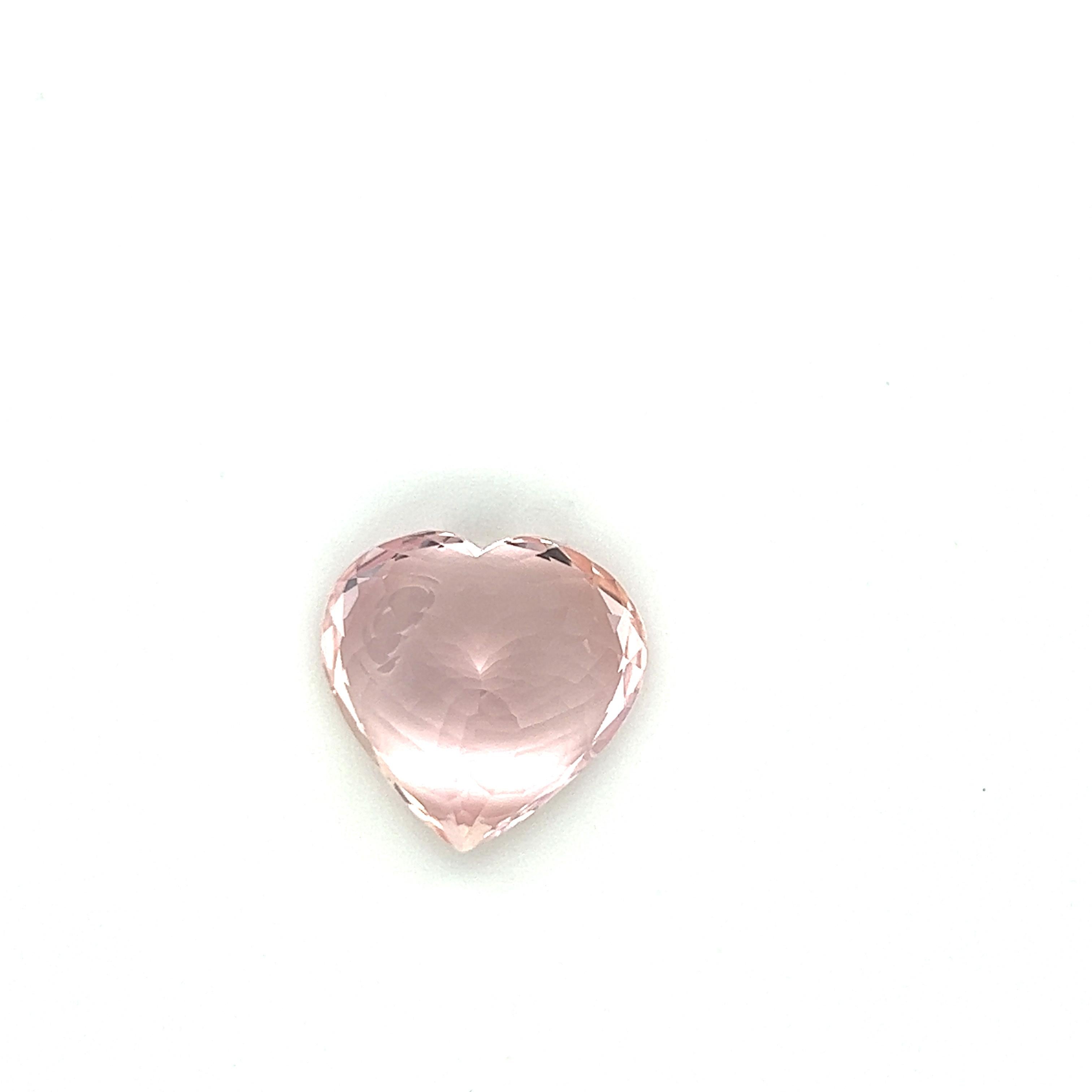 Women's or Men's 19.24 Carat AAA Natural Pink Morganite Heart Shape Loose Gemstone Jewelry For Sale