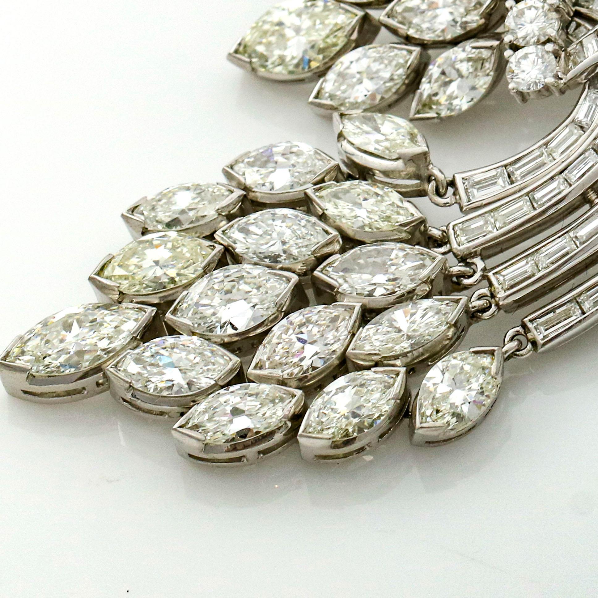 19.24 Carat Platinum Diamond Aria 1950s Brooch In Excellent Condition For Sale In Fort Lauderdale, FL