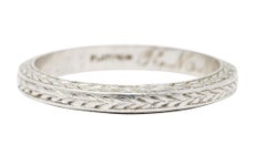 1924, Early Art Deco Platinum Wheat Wedding Band Ring