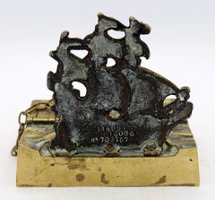 1924 English Brass Ship Inkstand